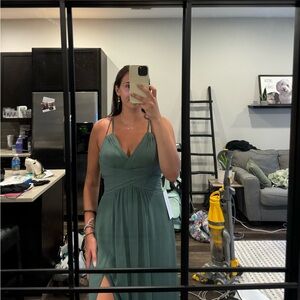 Azazie eucalyptus bridesmaid dress